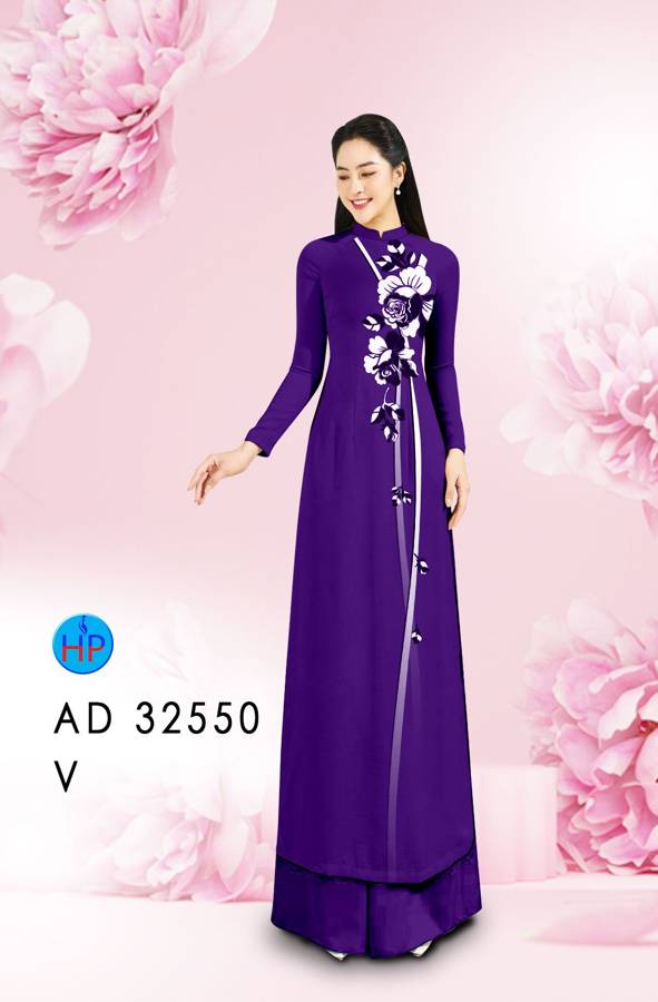 Vải Áo Dài Hoa In 3D AD 32550 3